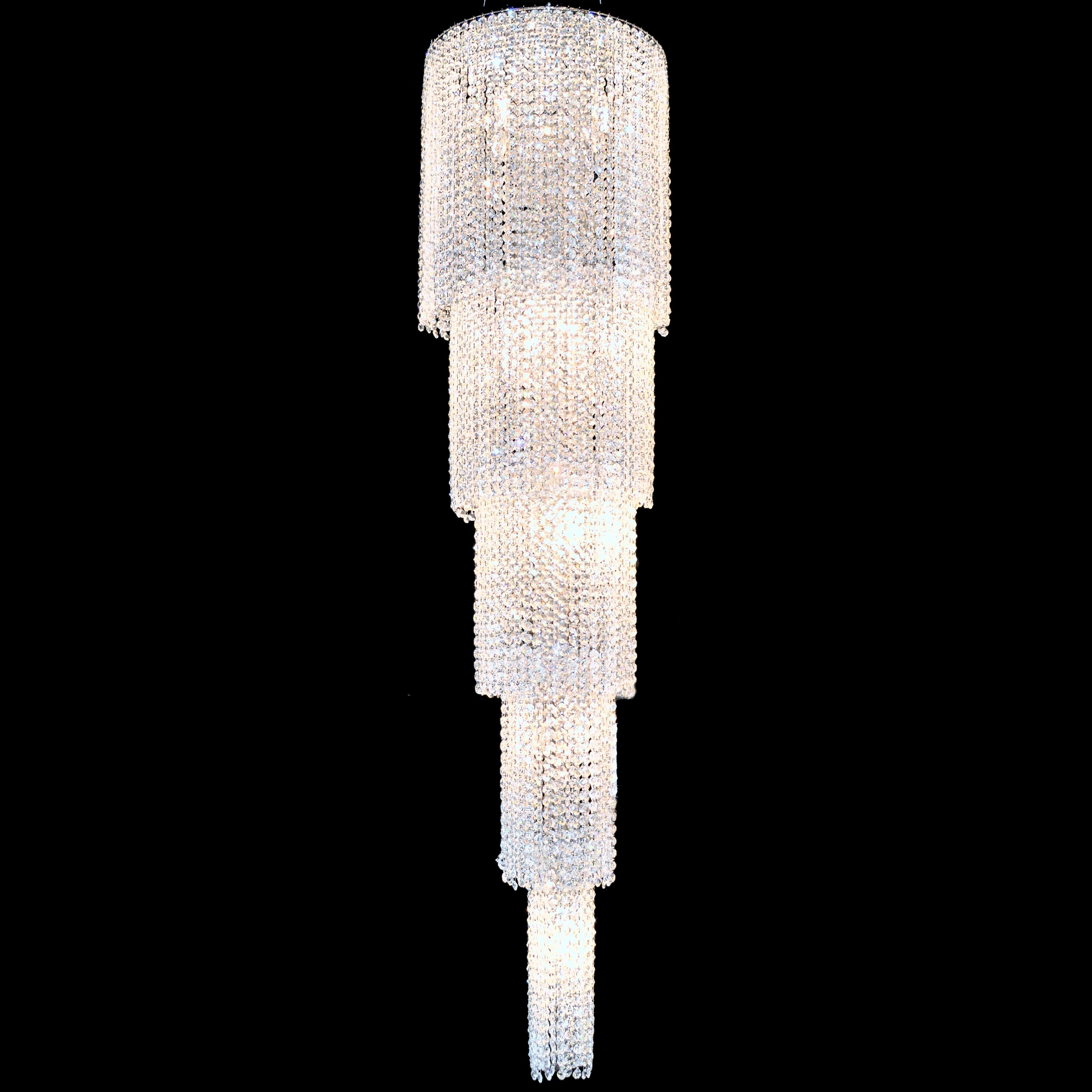 Spectacular 19 Light Chrome Finish and Cascading Crystal String Chandelier Five 5 Tier 16" Round x 66" Long (19 Lights Chandelier) - Chandeliers For Bedrooms by Overstock.com