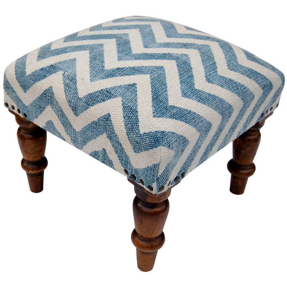 HERAT ORIENTAL Handmade Cotton Print Wood Stool (India) - 16" x 16" x 14"