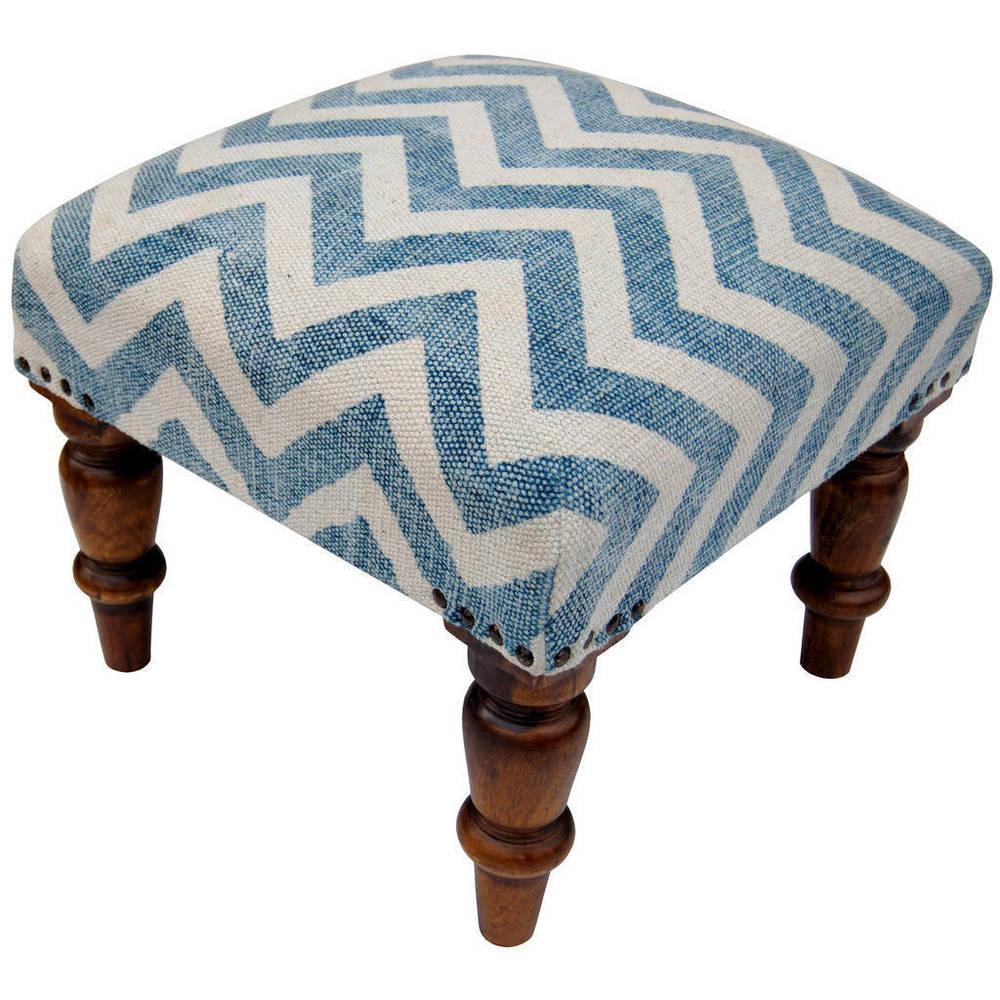 HERAT ORIENTAL Handmade Cotton Print Wood Stool (India) - 16" x 16" x 14"