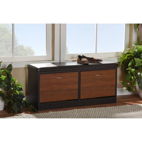 Baxton Studio Foley Modern Contemporary 2-tone Dark Brown Oak Bench
