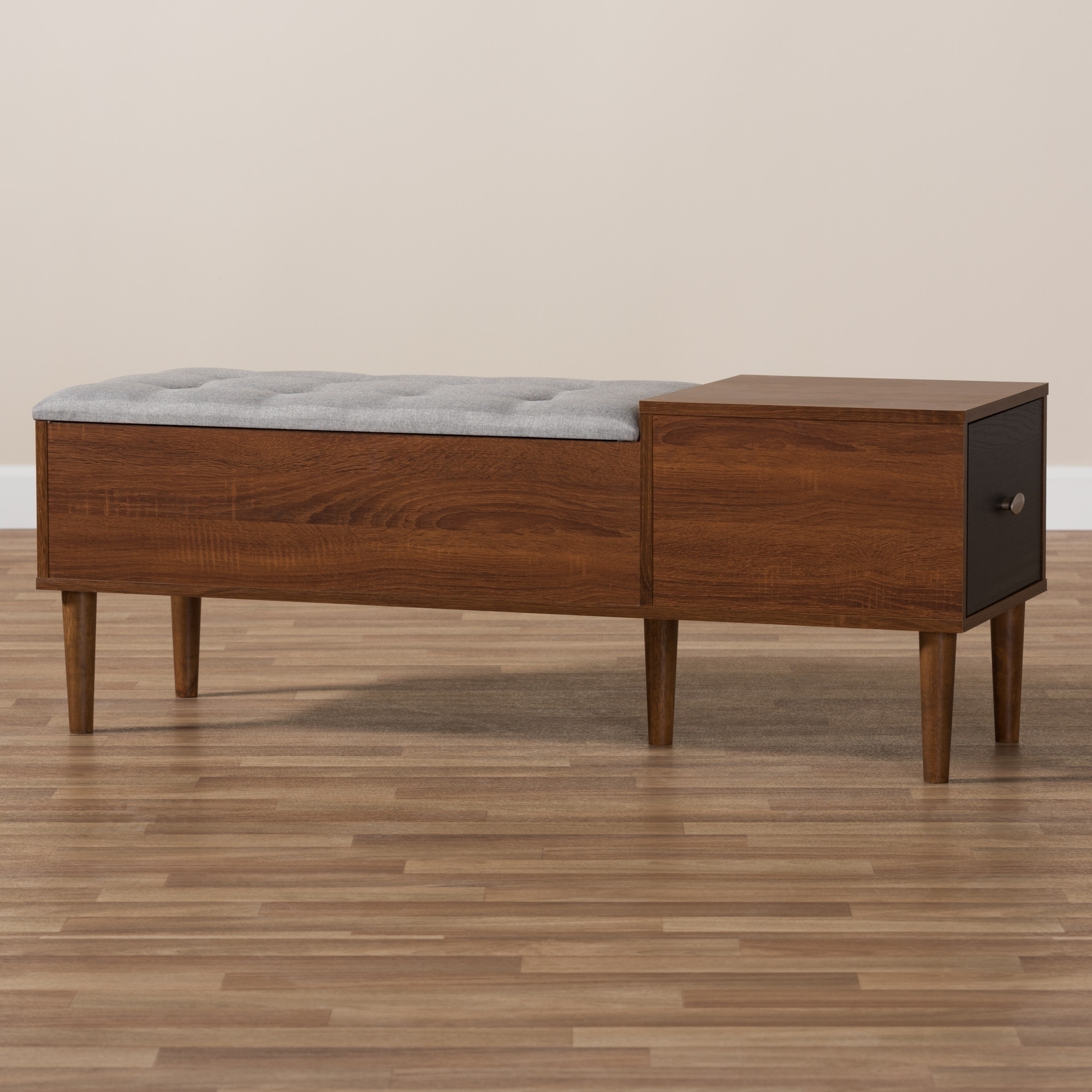 Mid century 1 Drawer Shoe Storage Bench by Baxton Studio