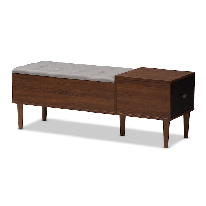 Mid-century 1-Drawer Shoe Storage Bench by Baxton Studio