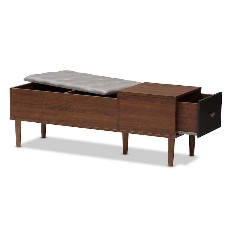 Mid-century 1-Drawer Shoe Storage Bench by Baxton Studio