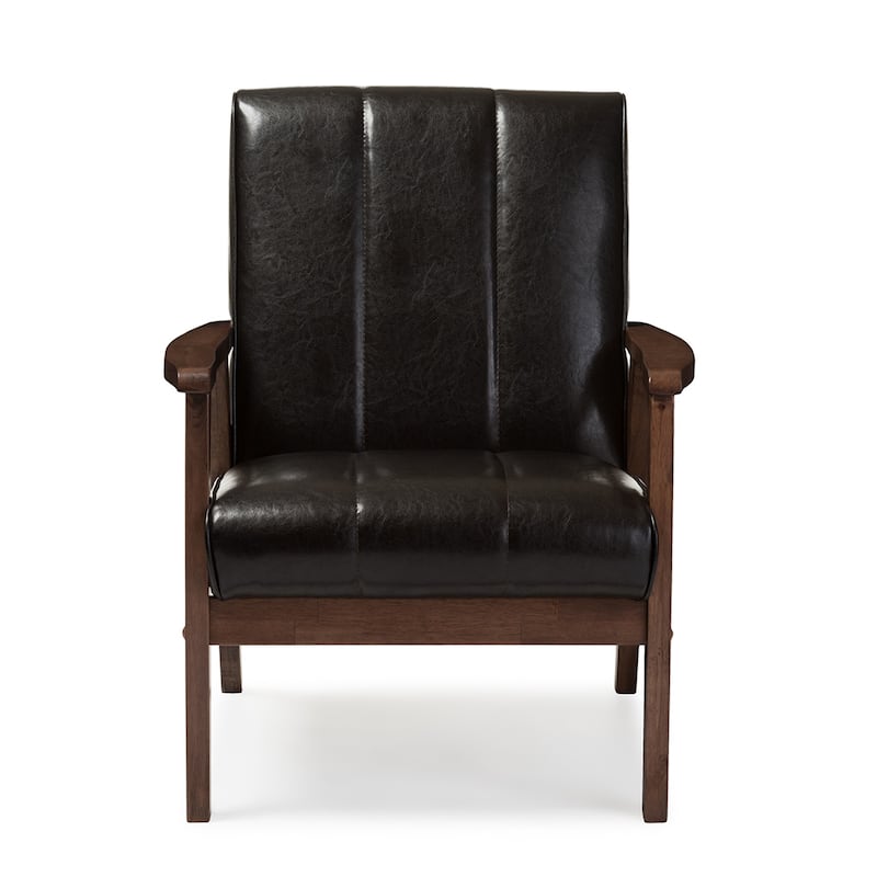 Mid-Century Brown Faux Leather Chair