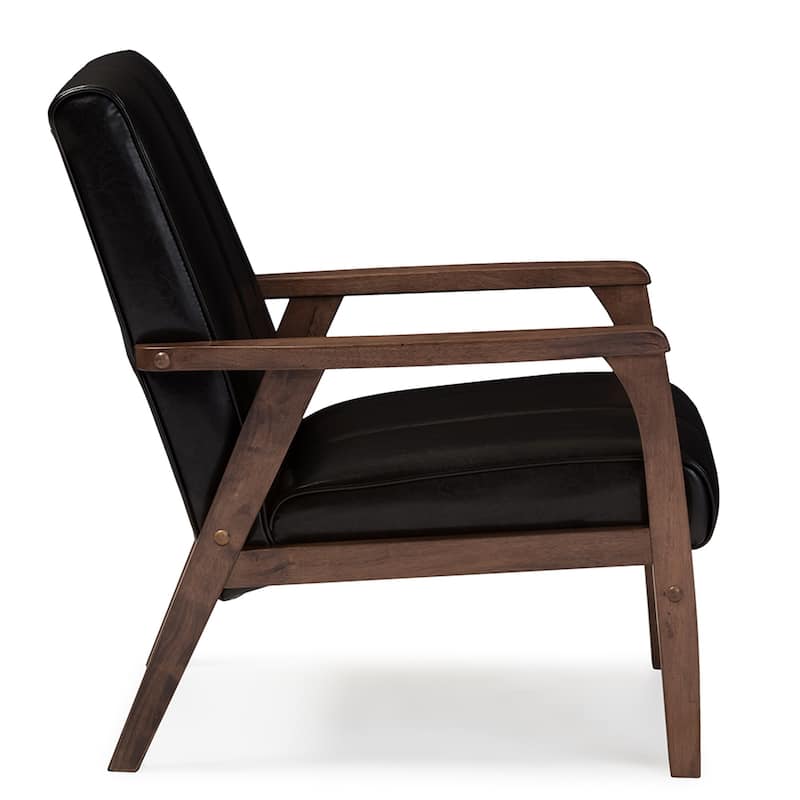 Mid-Century Brown Faux Leather Chair