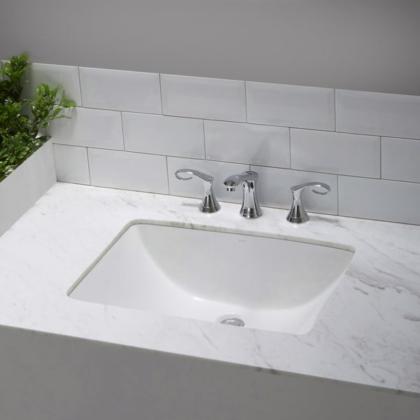 KRAUS Elavo Large Rectangular Ceramic Undermount Bathroom Sink in White