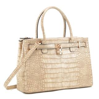 Satchels Online At Our Best By Style Deals Dasein Faux Croco Embossed Leather Padlock Satchel Handbag