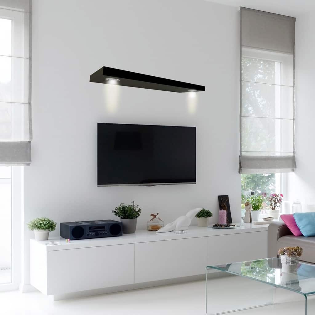 InPlace Wall Mounted Black Floating Shelf with 2-LED Lights