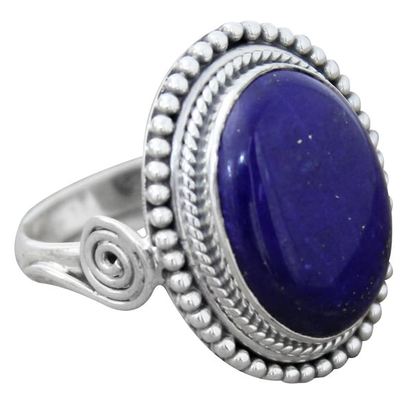 Handmade Sterling Silver 'Royal Blue Glow' Lapis Lazuli Ring (India)
