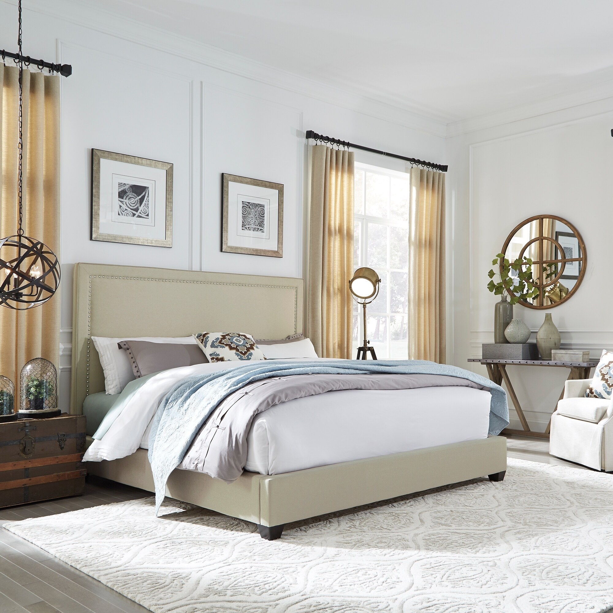 Liberty Natural Linen Wing Shelter Upholstered Bed Set