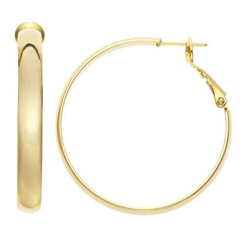 Isla Simone - Gold Plated Polished Flat Tube Hoop Earrings