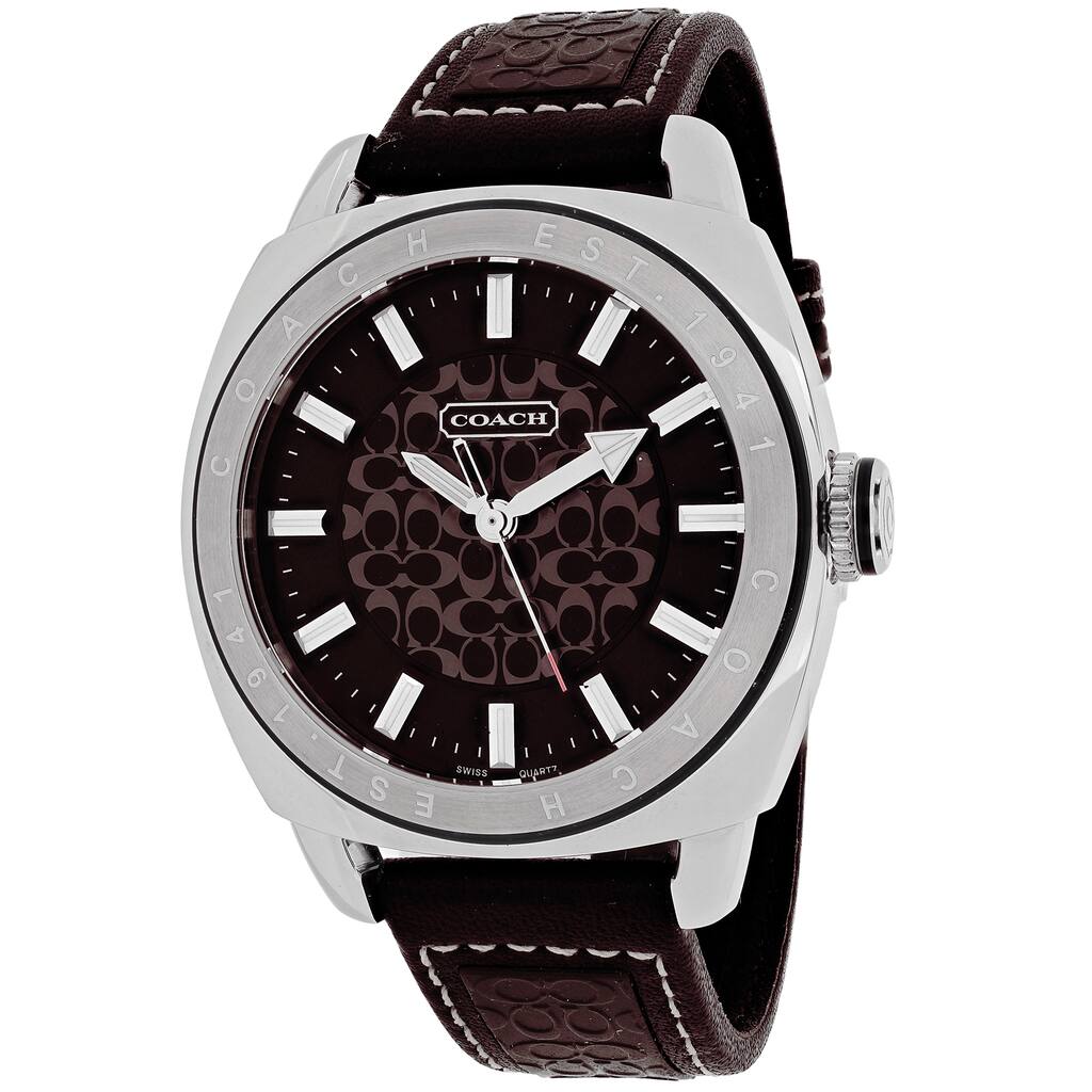 Coach Men's 14600962 Classic Round Brown Leather Strap Watch