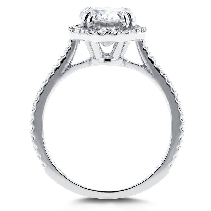 Annello by Kobelli 14k White Gold 2 1/3ct TGW Moissanite and Diamond Oval Halo Engagement Ring