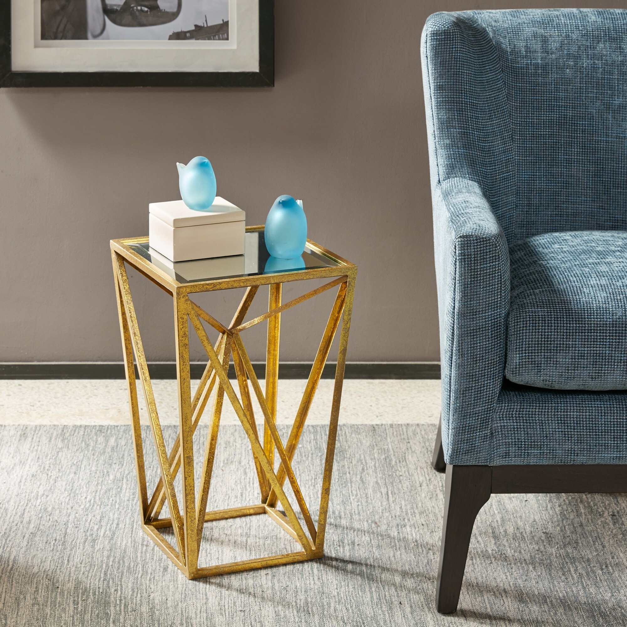 Porch & Den Carytown Floyd Gold Angular Modern Accent Table