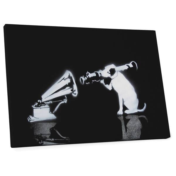 Banksy Gramophone Dog Gallery Wrapped Canvas Wall Art Overstock 10792470