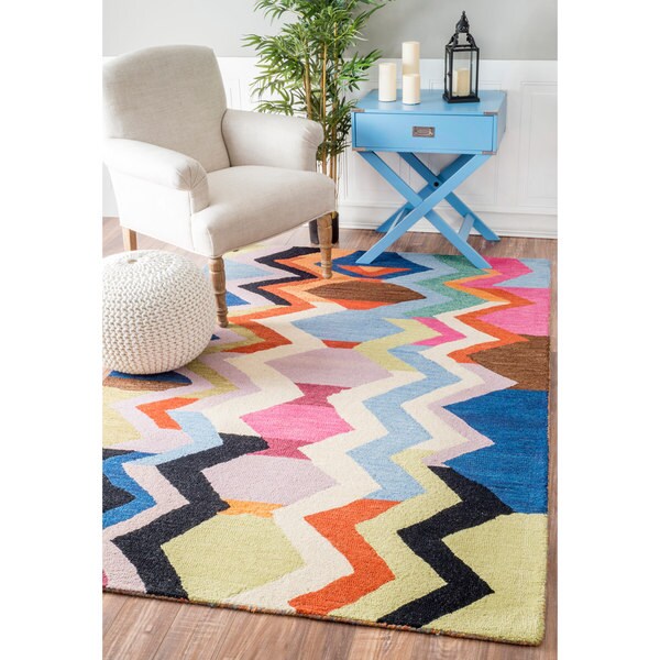 nuLOOM Handmade Tribal Chevron Rainbow Multi Rug (5' x 8') Free