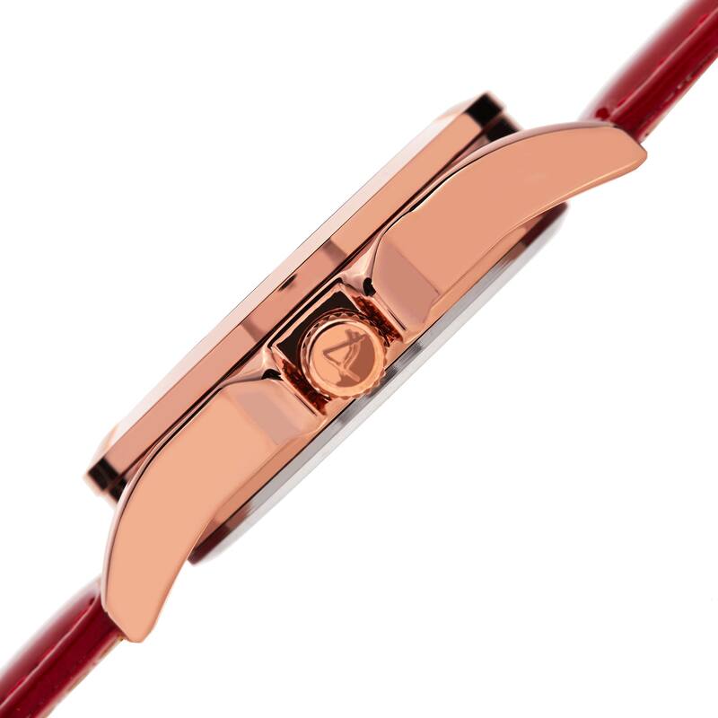 August Steiner Women's Quartz 24-Hour Indicator Multifunction Leather Red Strap Watch