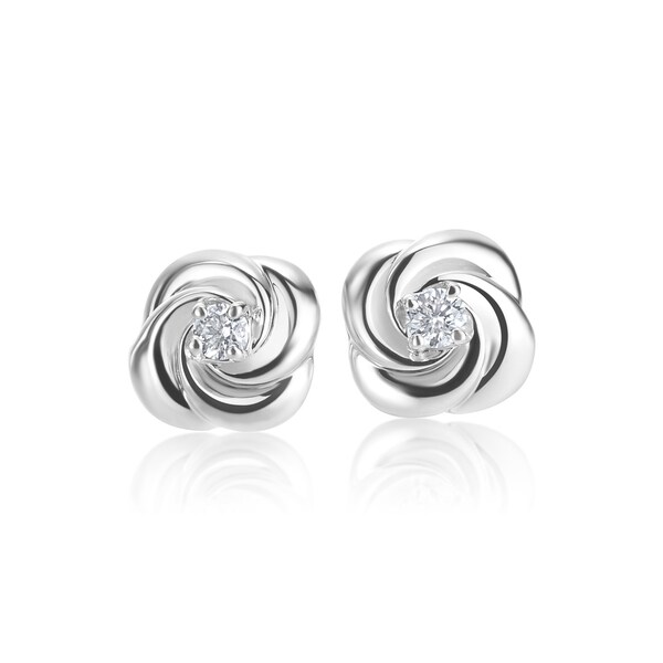 Summerrose 14k White Gold Diamond Accent Rose Bud Stud Earrings Summerrose 14k White Gold Diamond Accent Rose Bud Stud Earrings H I