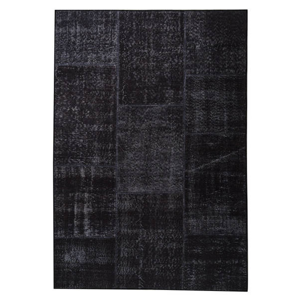 Handmade Printed Konya Charcoal Vintage Print Rug (India). Opens flyout.