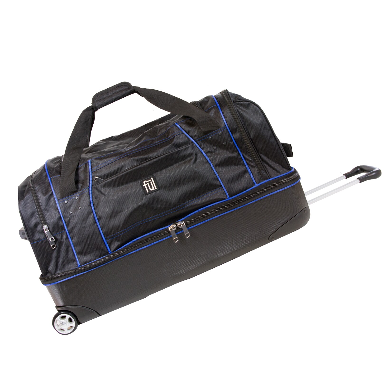 Ful Workhorse 30in Rolling Duffel Bag Retractable Pull Handle Split Level Storage
