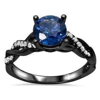 noori 14kblack rhodium gold round cut sapphire 15ct tdw diamond infinity style ring - Black And Blue Wedding Rings noori 14kblack rhodium gold round cut sapphire 15ct tdw diamond infinity style ring - Black And Blue Wedding Rings