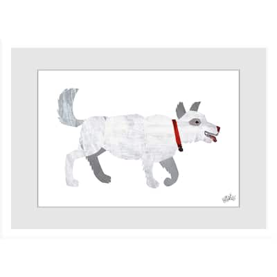 Marmont Hill - White Dog by Eric Carle Painting on Framed Print - Multi-Color