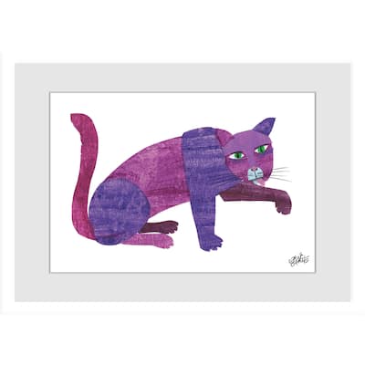 Marmont Hill - Purple Cat by Eric Carle Painting on Framed Print - Multi-Color