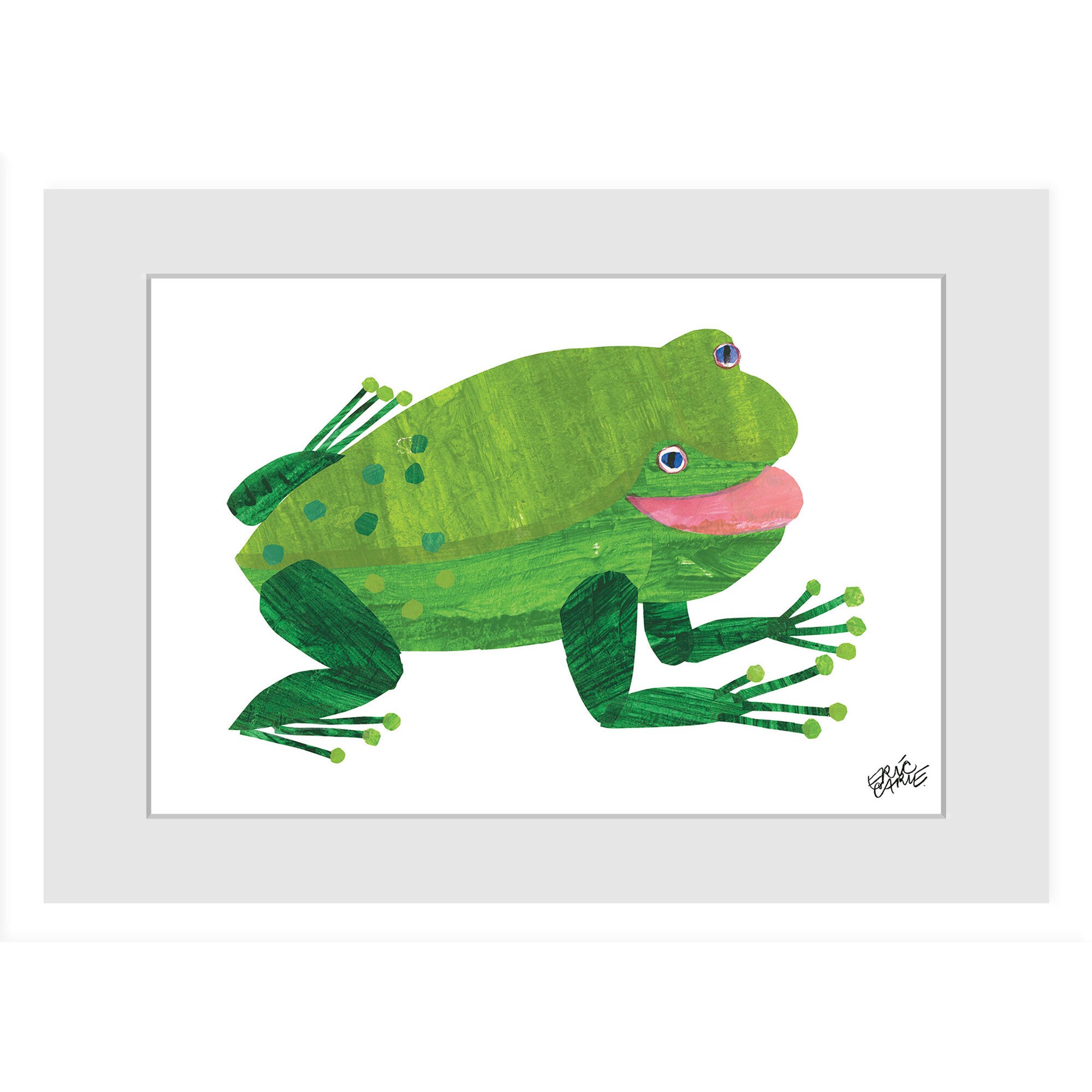 Marmont Hill - Handmade Green Frog Painting on Framed Print - Bed