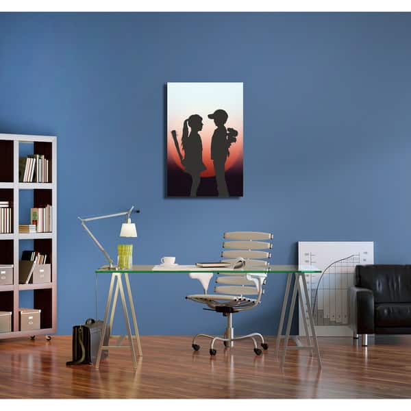 Shop Banksy Girl Meets Boy Sunset Version Gallery Wrapped Canvas Wall Art On Sale Overstock