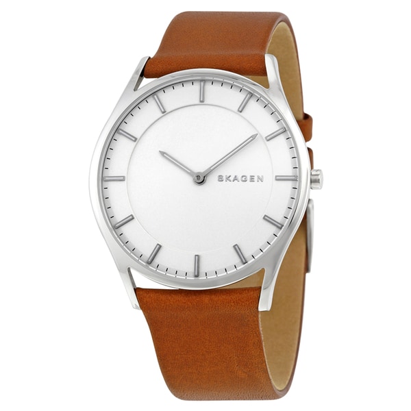 Skagen Mens SKW6219 Holst Slim Brown Leather Watch   17840101