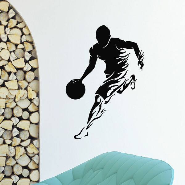 Flaming Basketball Player Vinyl Wall Art Decal Sticker Bed Bath