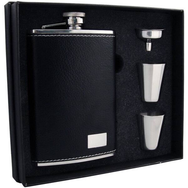 Visol Max Black Supreme II Flask Gift Set - 8 ounces - Overstock - 10793040