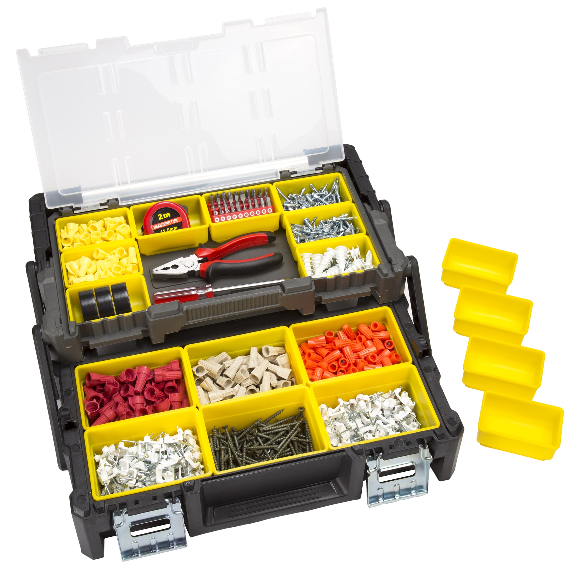 Stalwart Storage Bins with Drawers - Plastic Tool Organizers for Hardware  or Crafts