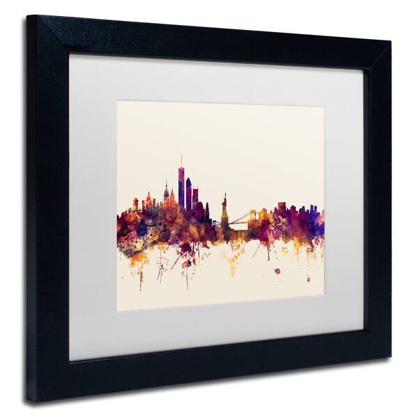 Michael Tompsett 'New York Skyline IX' White Matte, Black Framed Canvas ...