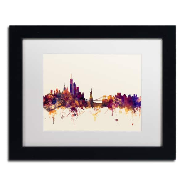 Michael Tompsett 'New York Skyline IX' White Matte, Black Framed Canvas ...