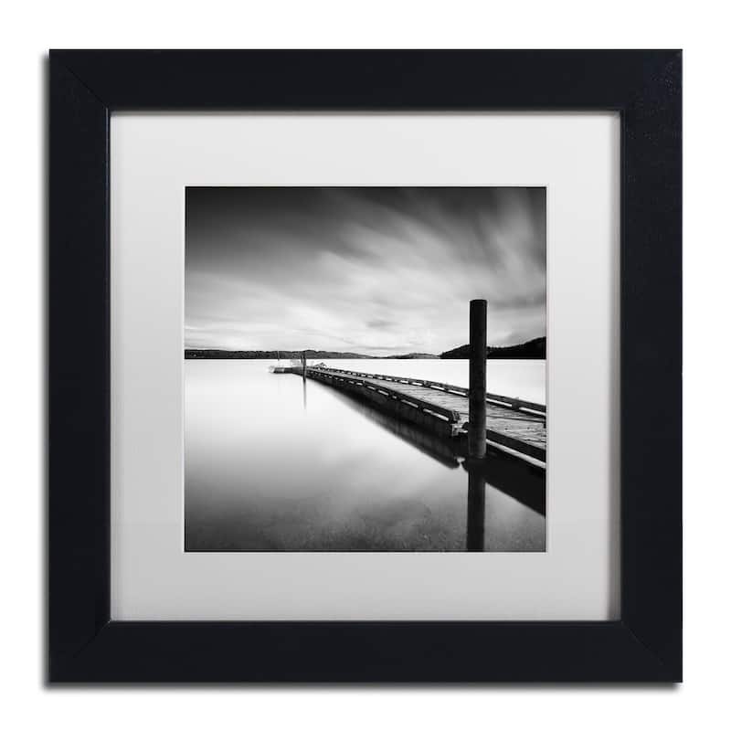 Moises Levy 'Stand By' White Matte, Black Framed Canvas Wall Art