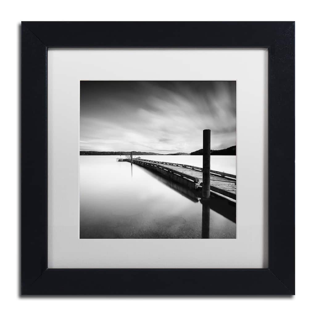 Moises Levy 'Stand By' White Matte, Black Framed Canvas Wall Art