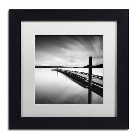 Moises Levy 'Stand By' White Matte, Black Framed Canvas Wall Art