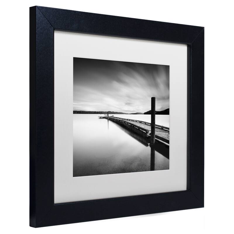 Moises Levy 'Stand By' White Matte, Black Framed Canvas Wall Art