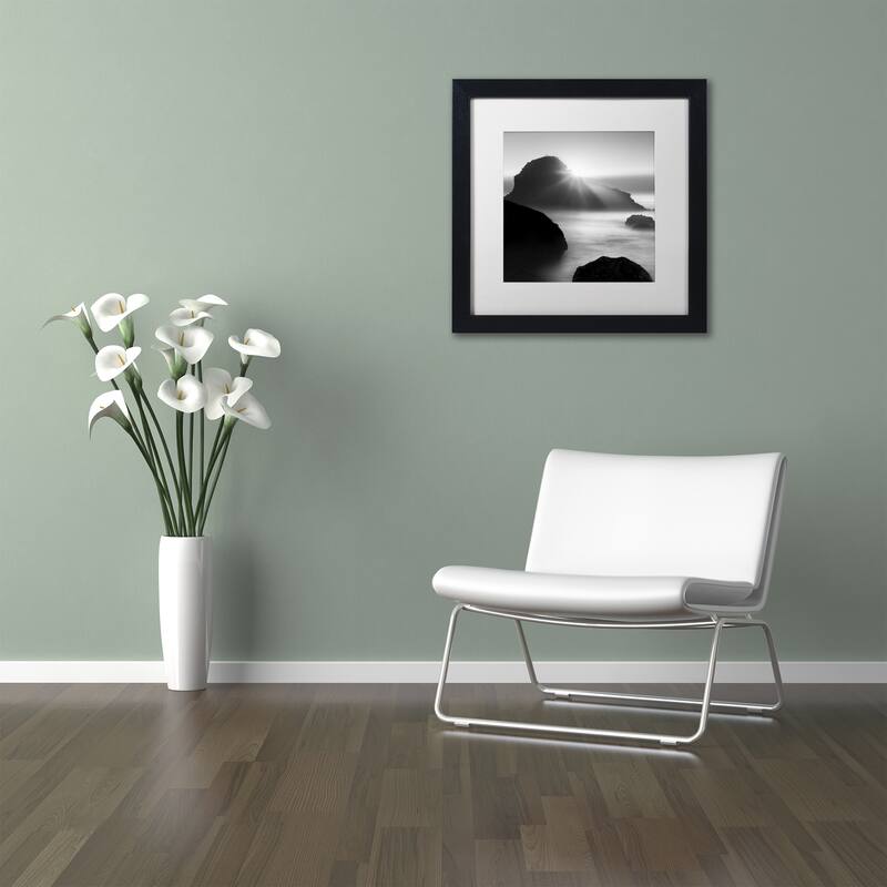 Moises Levy Long Sunset at Indian Beach Matted Framed Wall Art - Black Frame White Matte