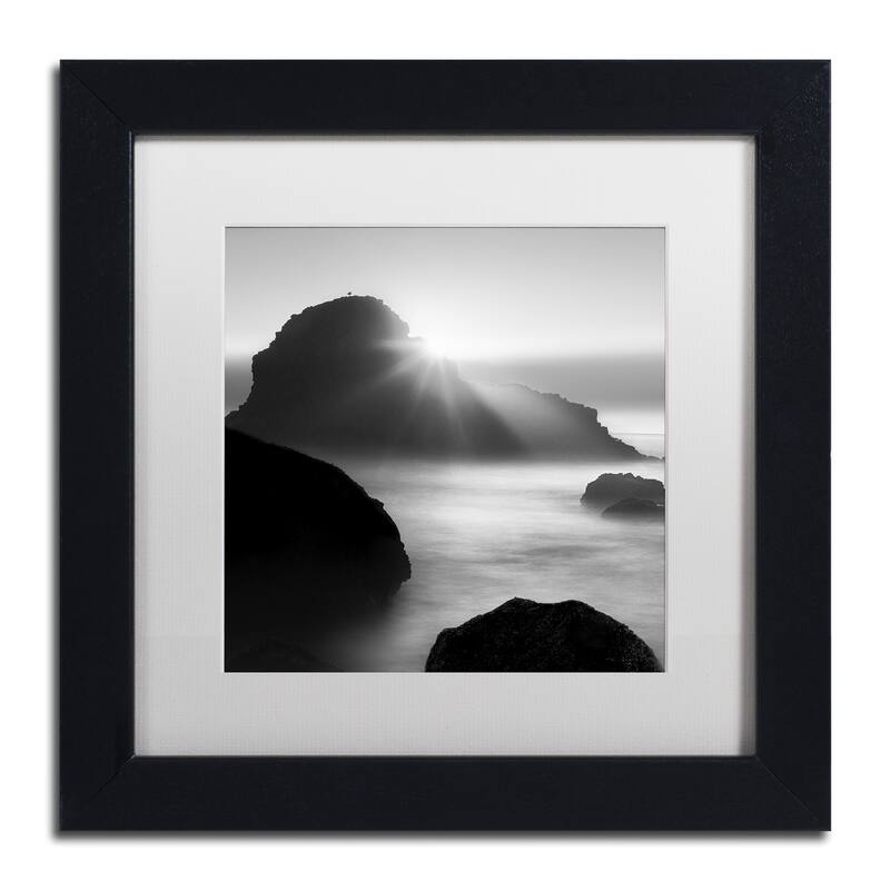 Moises Levy Long Sunset at Indian Beach Matted Framed Wall Art - Black Frame White Matte