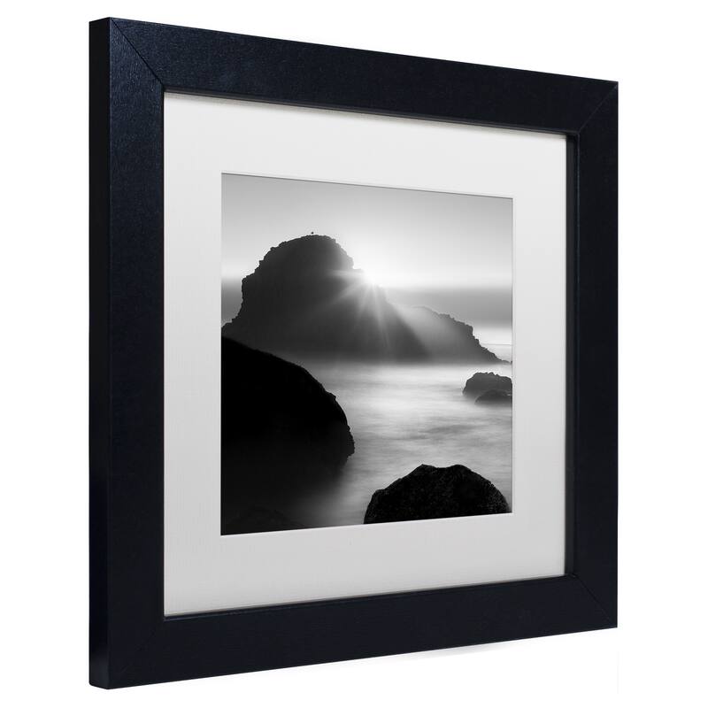 Moises Levy Long Sunset at Indian Beach Matted Framed Wall Art - Black Frame White Matte