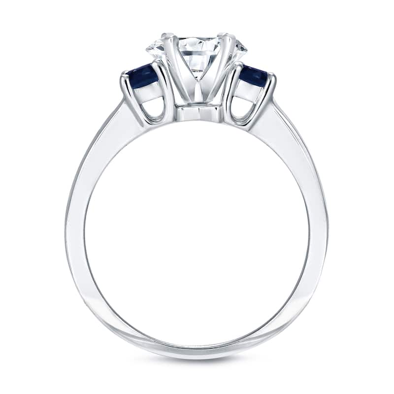 Auriya Round 3-Stone 4/5cttw Diamond and 2/5ct Blue Sapphire Engagement Ring 14k White Gold (H-I, SI1-SI2)