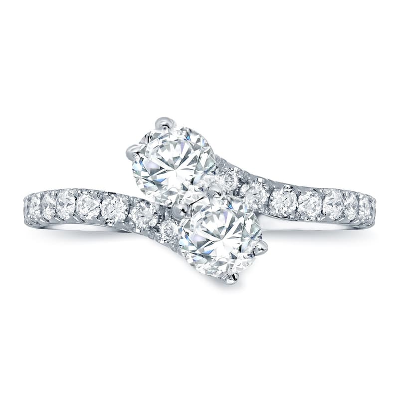 Auriya 14k Gold 1ctw 2 Stone Diamond Engagement Ring (H-I, I1-I2)