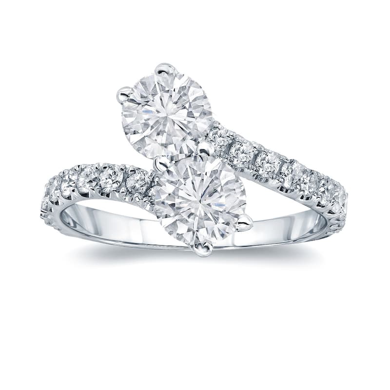 Auriya 2ct TDW 2-Stone Round Diamond Engagement Ring 14K Gold - White - 4