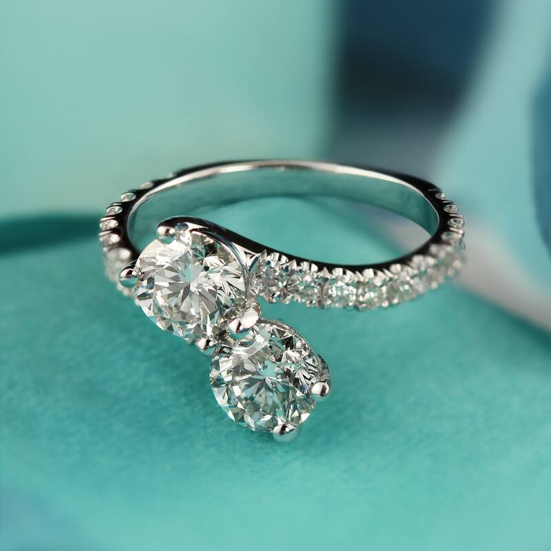 Auriya 2ct TDW 2-Stone Round Diamond Engagement Ring 14K Gold