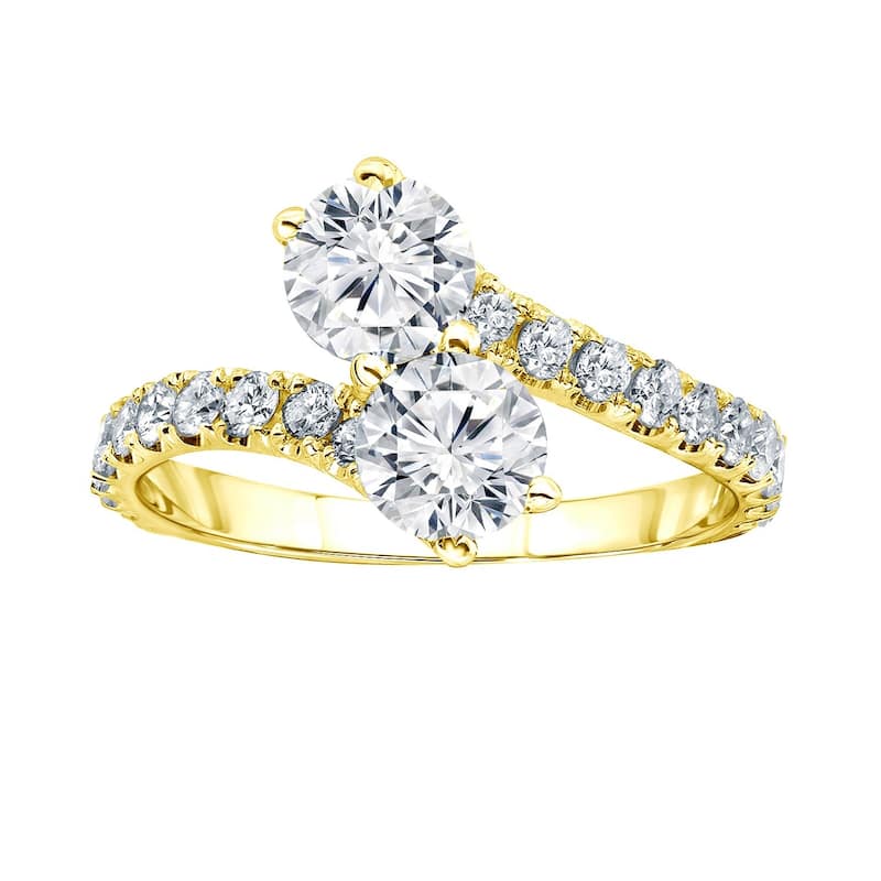 Auriya 14k Gold 1 1/2 carat TW 2-stone Diamond Engagement Ring - 7.5 - Yellow