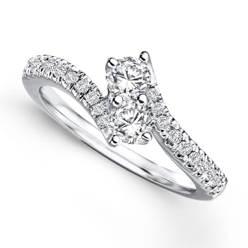 Auriya Round 2-Stone Diamond Engagement Ring 1/2ct TDW 14K Gold - White - 4