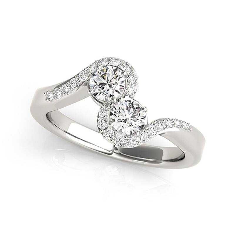 Auriya 14k Gold 1/2ctw Round Two-stone Diamond Engagement Ring