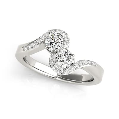 Auriya 14k Gold 1/2ctw Round Two-stone Diamond Engagement Ring